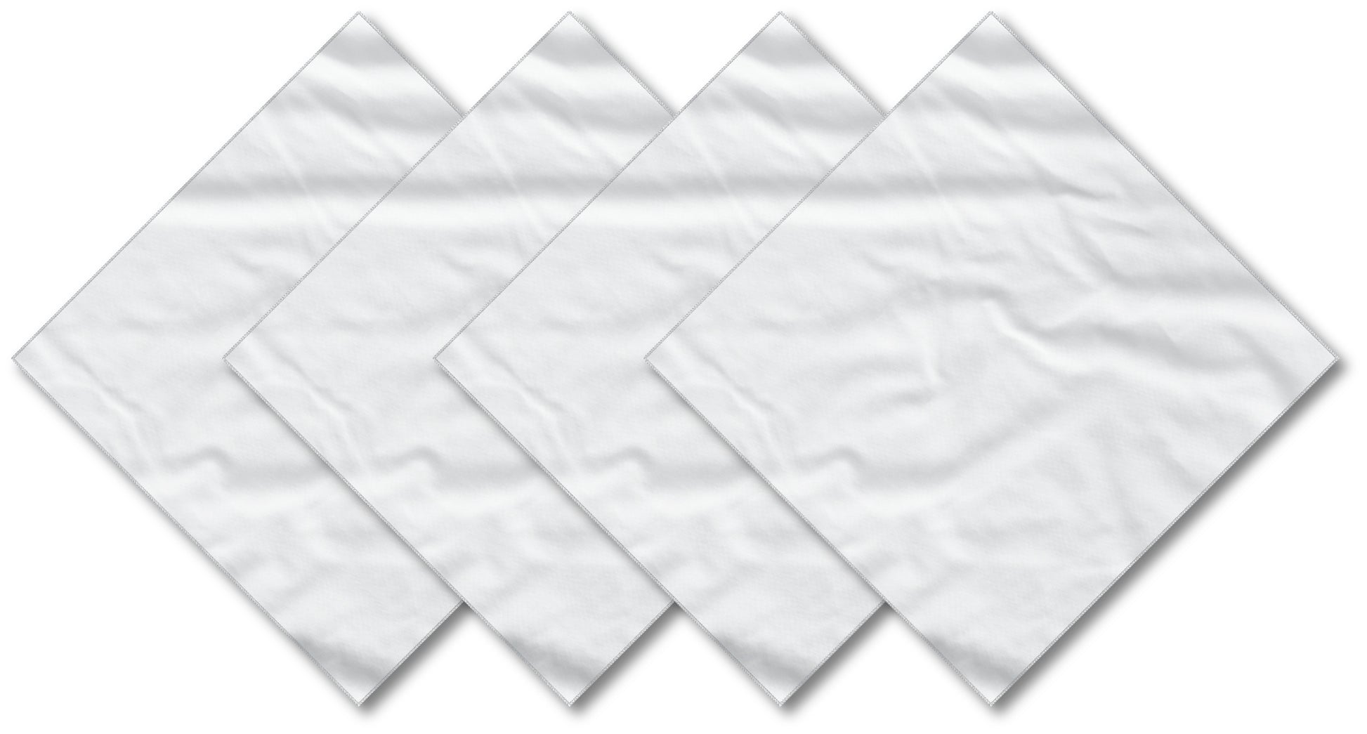 White Solid Color Bandanna 4 Pack - Cotton 22x22, large 22-inch cotton bandannas in solid white, perfect for customization or various uses.