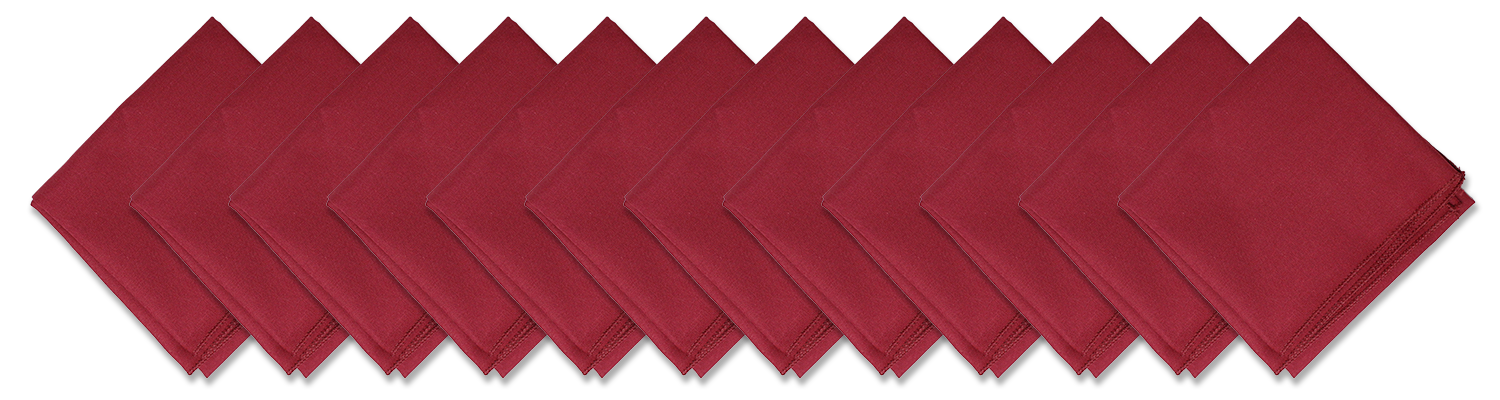 SOLID COLOR 22" BANDANNAS - 12 Pack, 100% cotton large bandanas in solid burgundy color.