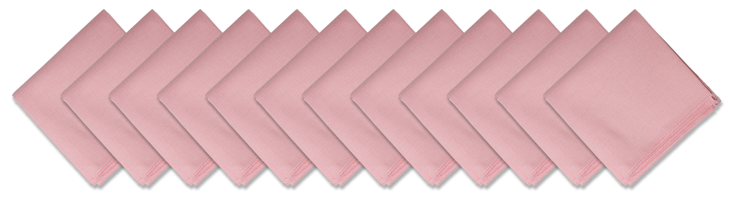 SOLID COLOR 22" BANDANNAS - 12 Pack in pink color, 100% cotton, perfect for customization or various styles.