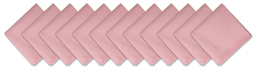 SOLID COLOR 22" BANDANNAS - 12 Pack in pink color, 100% cotton, perfect for customization or various styles.