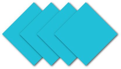 Turquoise Solid Color Bandanna 4 Pack - Cotton 22x22 displayed in a diamond pattern