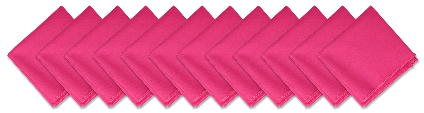 SOLID COLOR 22" BANDANNAS - 12 Pack in vibrant pink color, perfect for customization or everyday use.