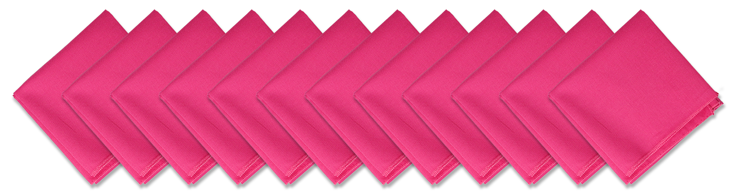 SOLID COLOR 22" BANDANNAS - 12 Pack in vibrant pink color, perfect for customization or everyday use.