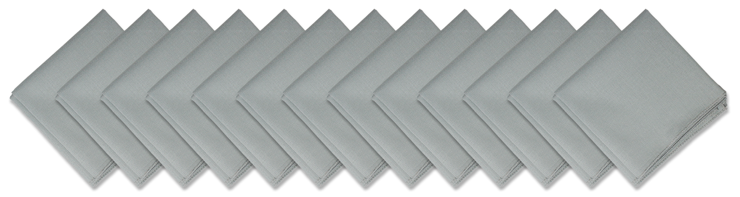 SOLID COLOR 22" BANDANNAS - 12 Pack in grey, large cotton bandanas stacked neatly.