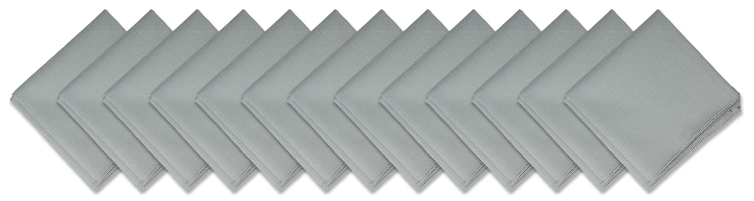 SOLID COLOR 22" BANDANNAS - 12 Pack in grey, large cotton bandanas stacked neatly.