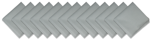 SOLID COLOR 22" BANDANNAS - 12 Pack in grey, large cotton bandanas stacked neatly.