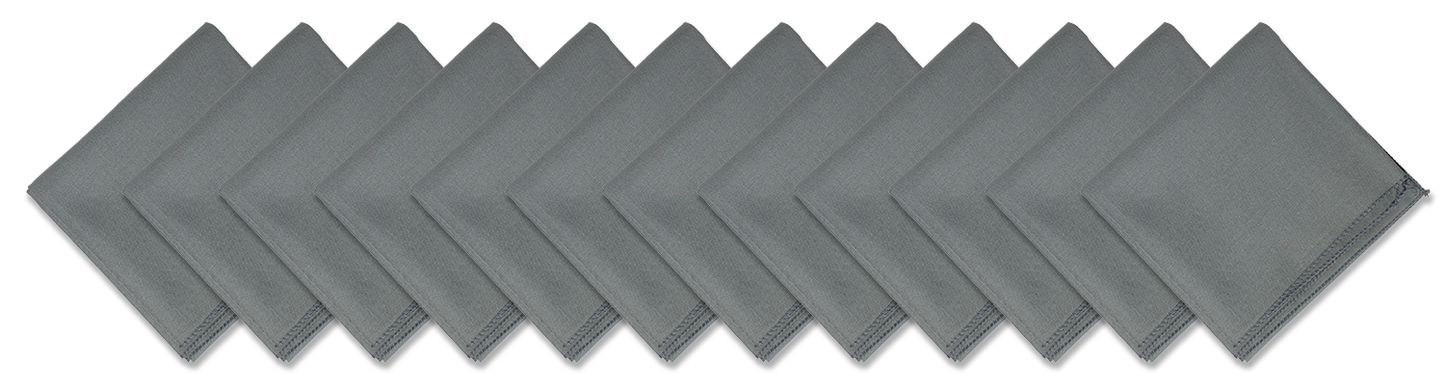 SOLID COLOR 22" BANDANNAS - 12 Pack of large gray cotton bandannas made in the USA, perfect for customization.
