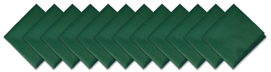 SOLID COLOR 22" BANDANNAS - 12 Pack of green cotton bandannas stacked neatly.