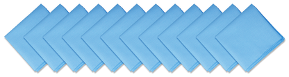 SOLID COLOR 22" BANDANNAS - 12 Pack in light blue color, showcasing a set of 12 cotton bandannas.