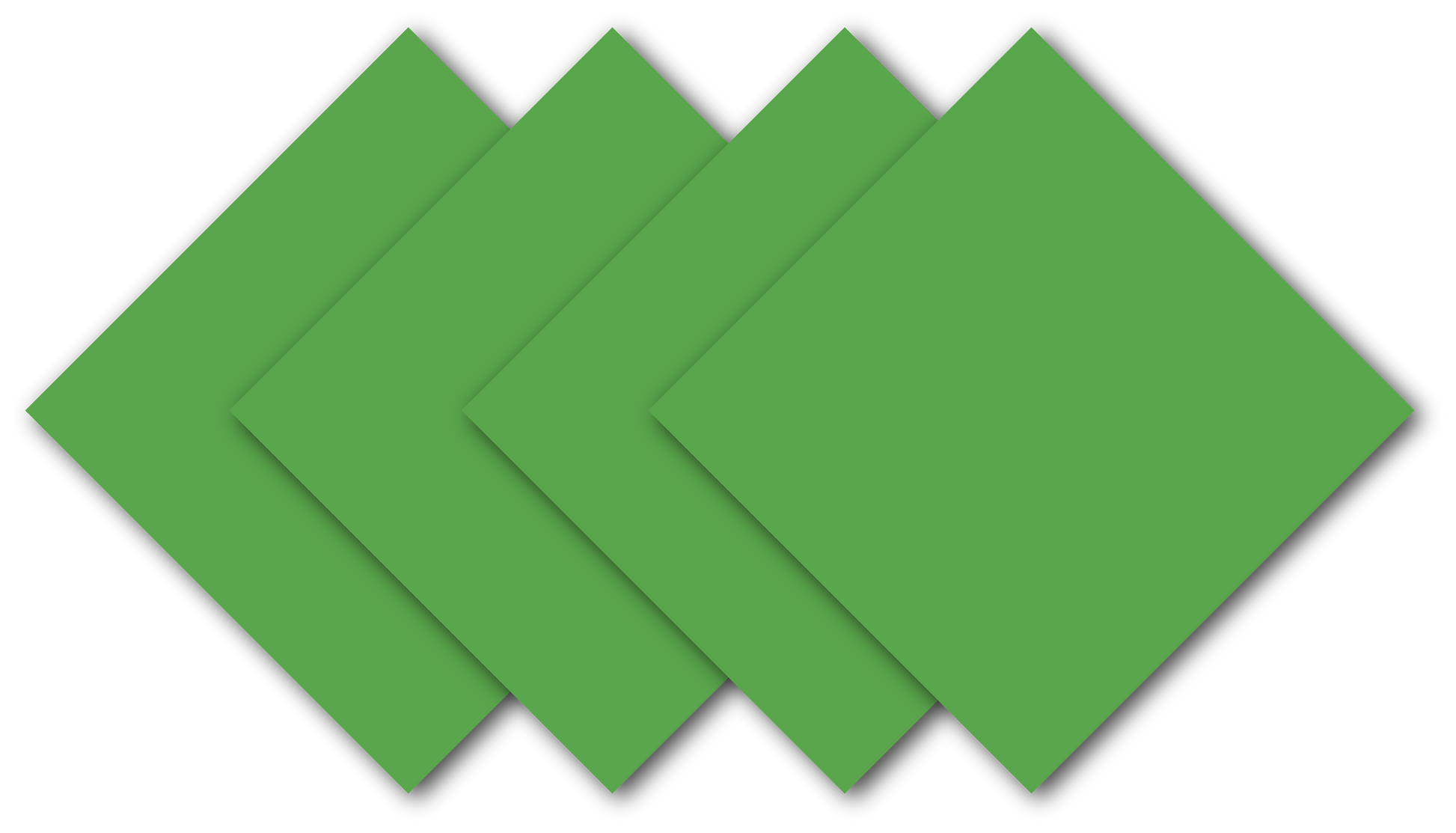 Kelly Green Solid Color Bandanna 4 Pack - Cotton 22x22, large square bandannas in solid green without any logos or designs, perfect for customization.