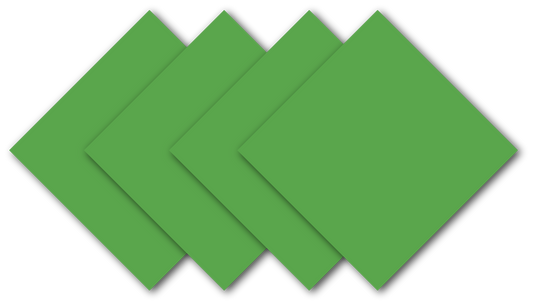 Kelly Green Solid Color Bandanna 4 Pack - Cotton 22x22, large square bandannas in solid green without any logos or designs, perfect for customization.