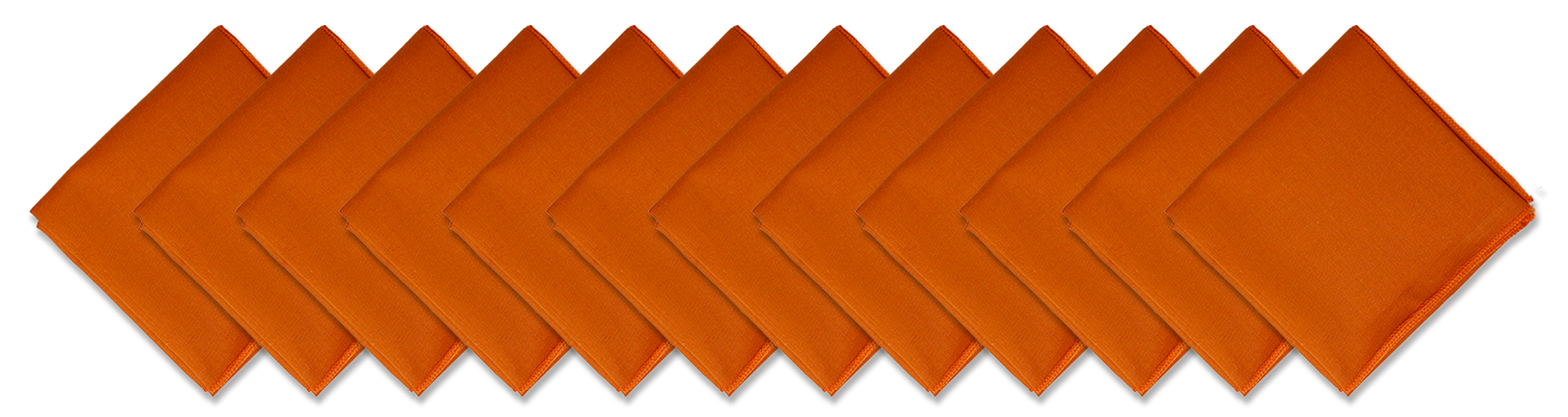 SOLID COLOR 22" BANDANNAS - 12 Pack in vibrant orange color, perfect for various styling options.