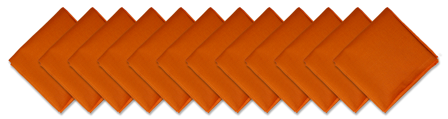 SOLID COLOR 22" BANDANNAS - 12 Pack in vibrant orange color, perfect for various styling options.