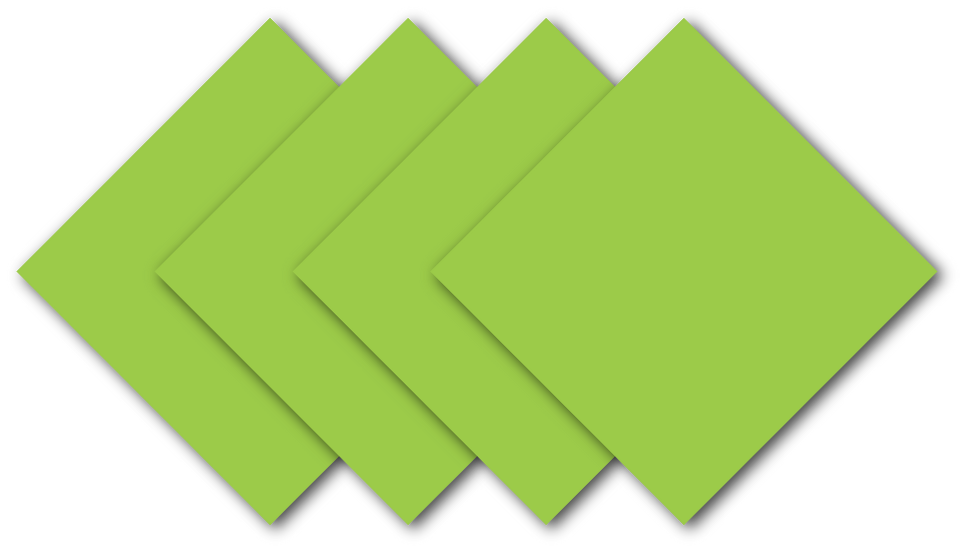 SOLID COLOR 22" BANDANNAS - 4 Pack displays four large green cotton bandannas in a stack.