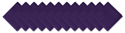 SOLID COLOR 22" BANDANNAS - 12 Pack in purple, 100% cotton, versatile for various styles and uses.