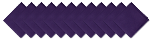 SOLID COLOR 22" BANDANNAS - 12 Pack in purple, 100% cotton, versatile for various styles and uses.
