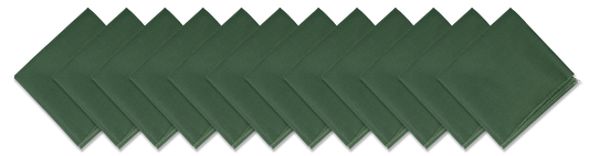 SOLID COLOR 22" BANDANNAS - 12 Pack, green cotton bandannas, large square bandanas for customization.