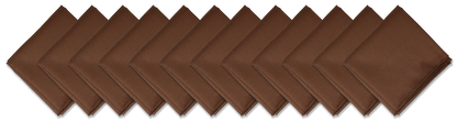 SOLID COLOR 22" BANDANNAS - 12 Pack in brown displayed in a row, perfect for customization or various uses.
