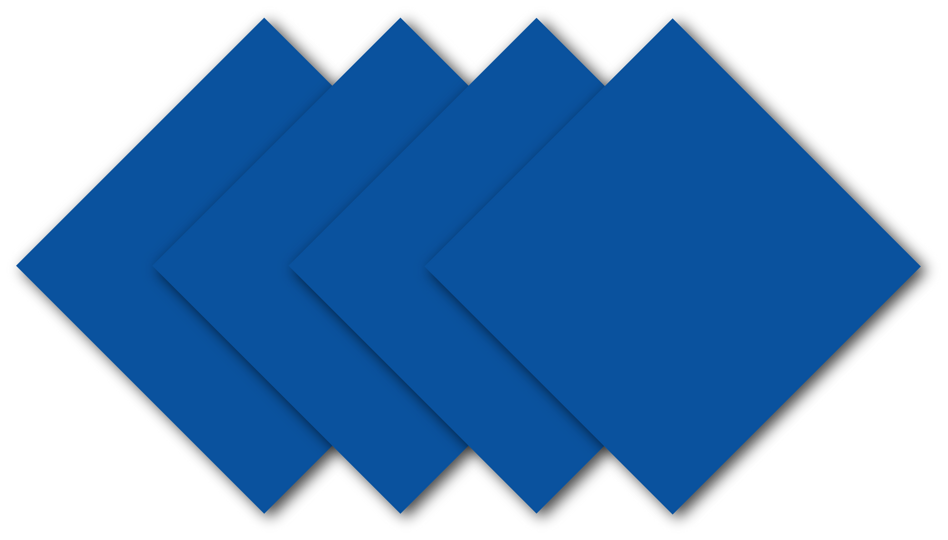 SOLID COLOR 22" BANDANNAS - 4 Pack in solid blue, square shape, stacked together on a black background.