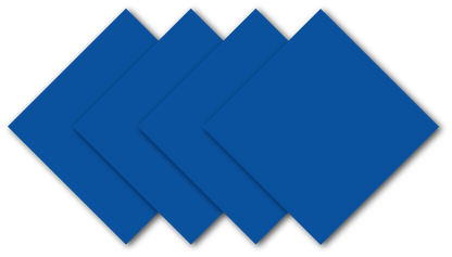 SOLID COLOR 22" BANDANNAS - 4 Pack in solid blue, square shape, stacked together on a black background.