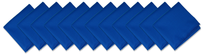 SOLID COLOR 22" BANDANNAS - 12 Pack in vibrant blue, large 22" x 22" cotton bandanas, perfect for customization and versatile use.