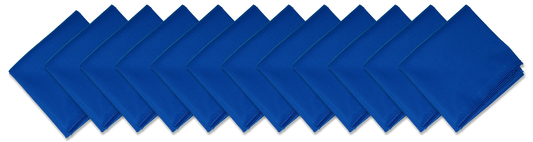 SOLID COLOR 22" BANDANNAS - 12 Pack in vibrant blue, large 22" x 22" cotton bandanas, perfect for customization and versatile use.