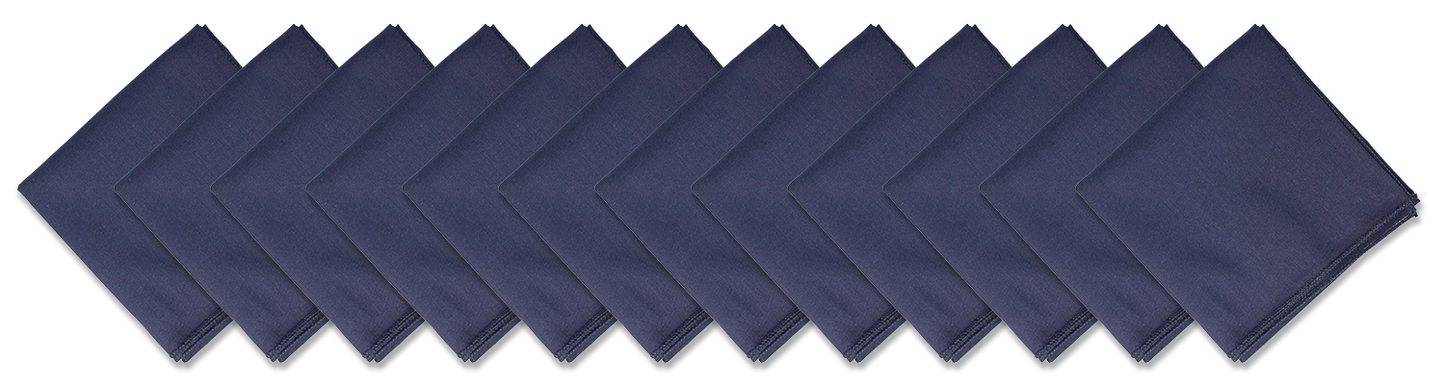 SOLID COLOR 22" BANDANNAS - 12 Pack displayed in navy blue, showcasing 12 large cotton bandanas.