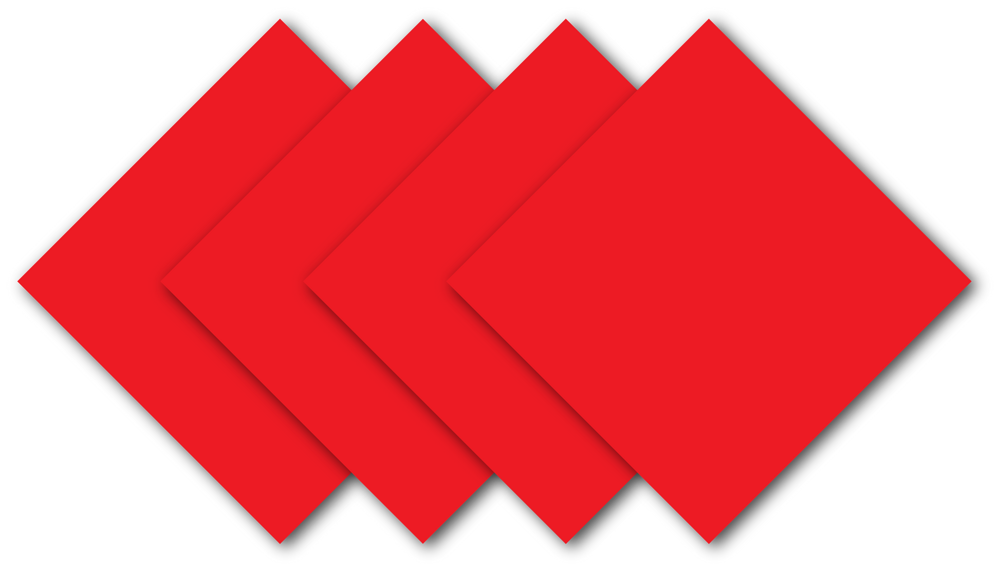 SOLID COLOR 22" BANDANNAS - 4 Pack in vibrant red color, showcasing four large cotton bandannas.