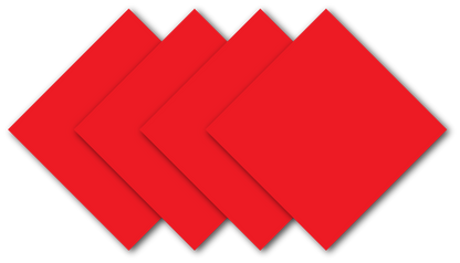 SOLID COLOR 22" BANDANNAS - 4 Pack in vibrant red color, showcasing four large cotton bandannas.