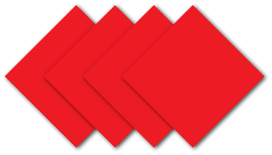 Red Solid Color Bandanna 4 Pack - Cotton 22x22, showing four red cotton bandannas in a layered display.