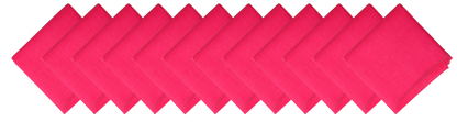 SOLID COLOR 22" BANDANNAS - 12 Pack in vibrant pink color, showcasing large cotton bandannas arranged neatly.