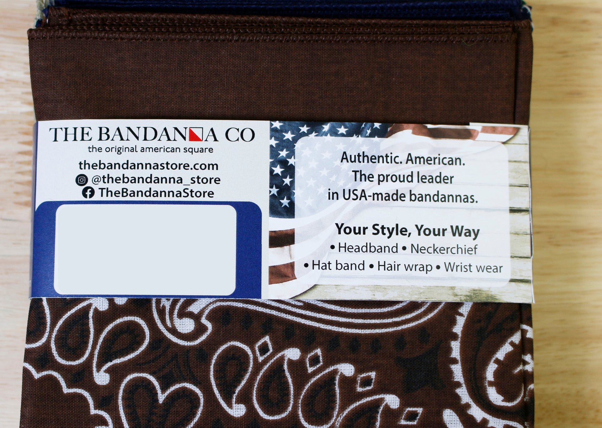 Birchwood Bandanna Assortment 4-Pack - Made In The USA with paisley design, showcasing versatility for headbands and neckerchiefs.