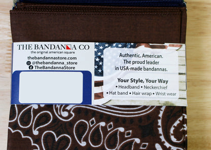 Birchwood Bandanna Assortment 4-Pack - Made In The USA with paisley design, showcasing versatility for headbands and neckerchiefs.