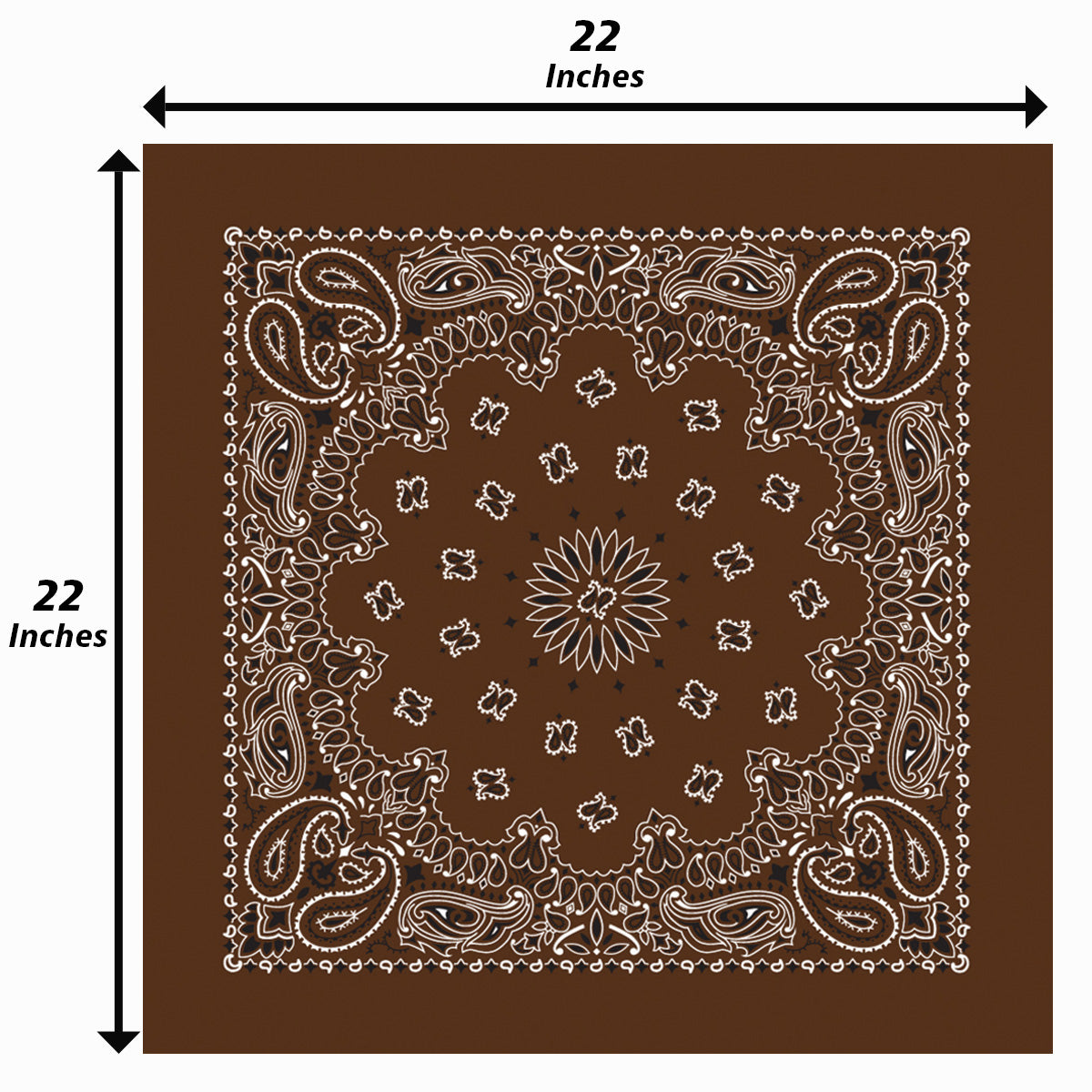 Cocoa Paisley Bandanna 4 Pack – 100% Cotton 22x22