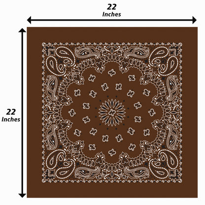 Cocoa Paisley Bandanna 4 Pack – 100% Cotton 22x22