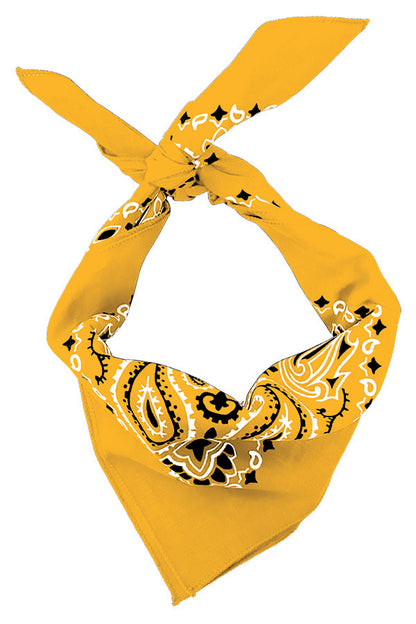 12-Pack USA Made Paisley Bandanna - GOLD
