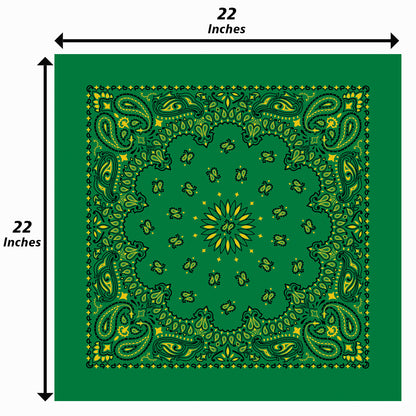 4-Pack USA Made Paisley Bandanna - KELLY & YELLOW