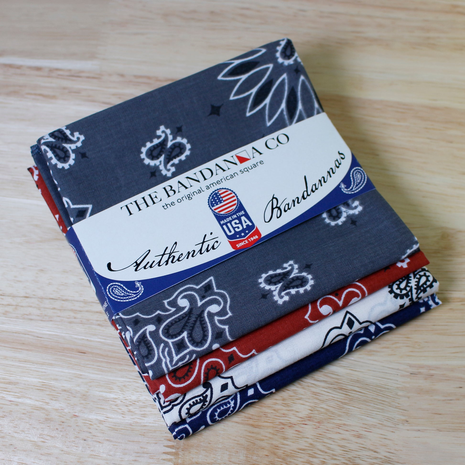 Heartland Bandanna Assortment - Made In The USA featuring authentic cotton bandanas in various designs.