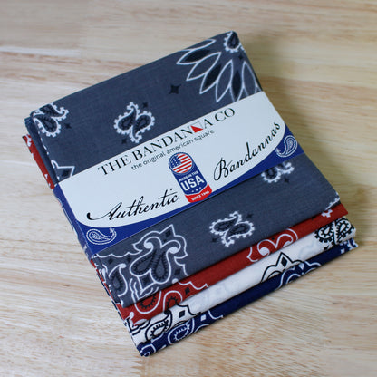 Heartland Bandanna Assortment - Made In The USA featuring authentic cotton bandanas in various designs.