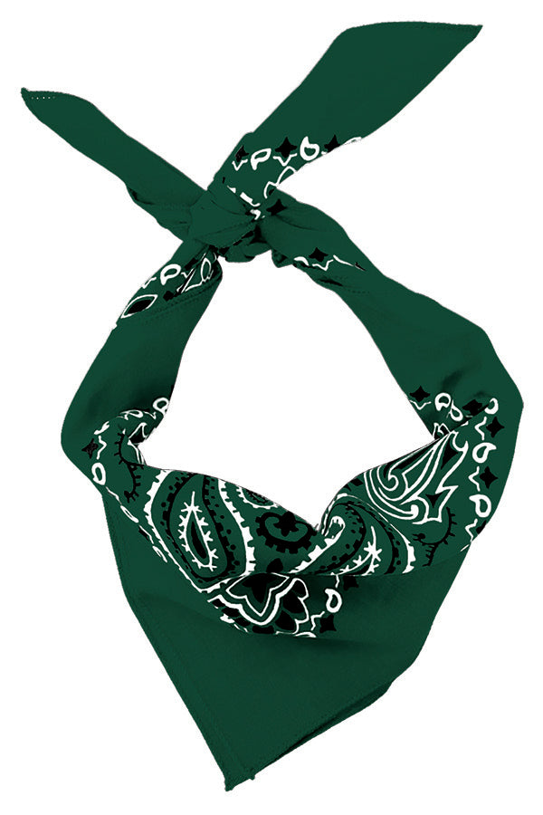hunter green paisley bandanas - 4 Pack Made in USA
