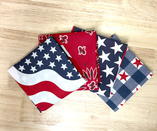 Independence Bandanna Assortment 4-Pack - Made In The USA featuring patriotic designs and colors