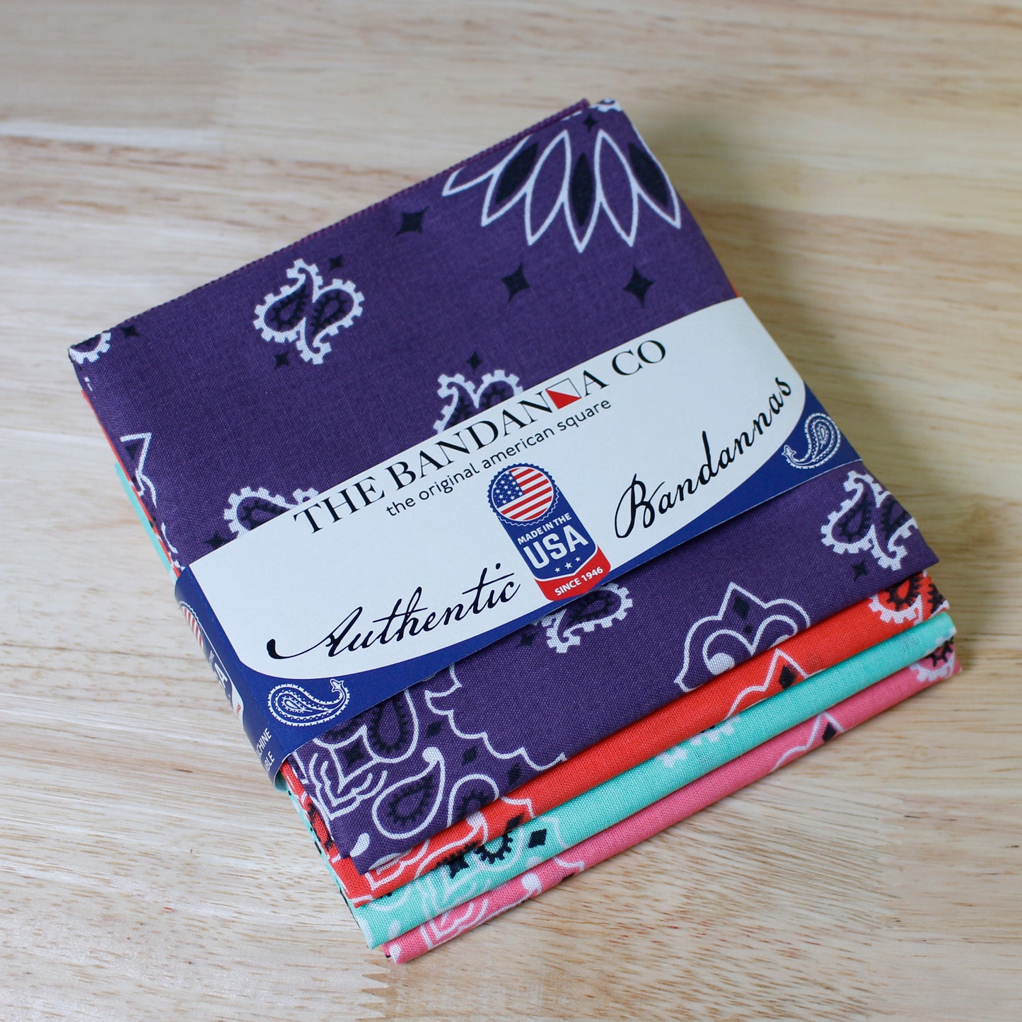 Island Vibes Bandanna Assortment 4-Pack - Made In The USA featuring vibrant 100% cotton designs.