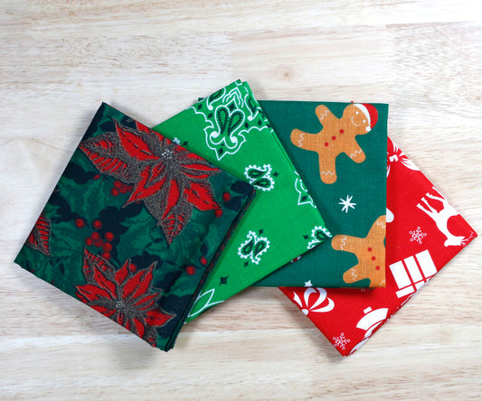 Jingle Joy Bandanna Assortment 4-Pack - Made In The USA