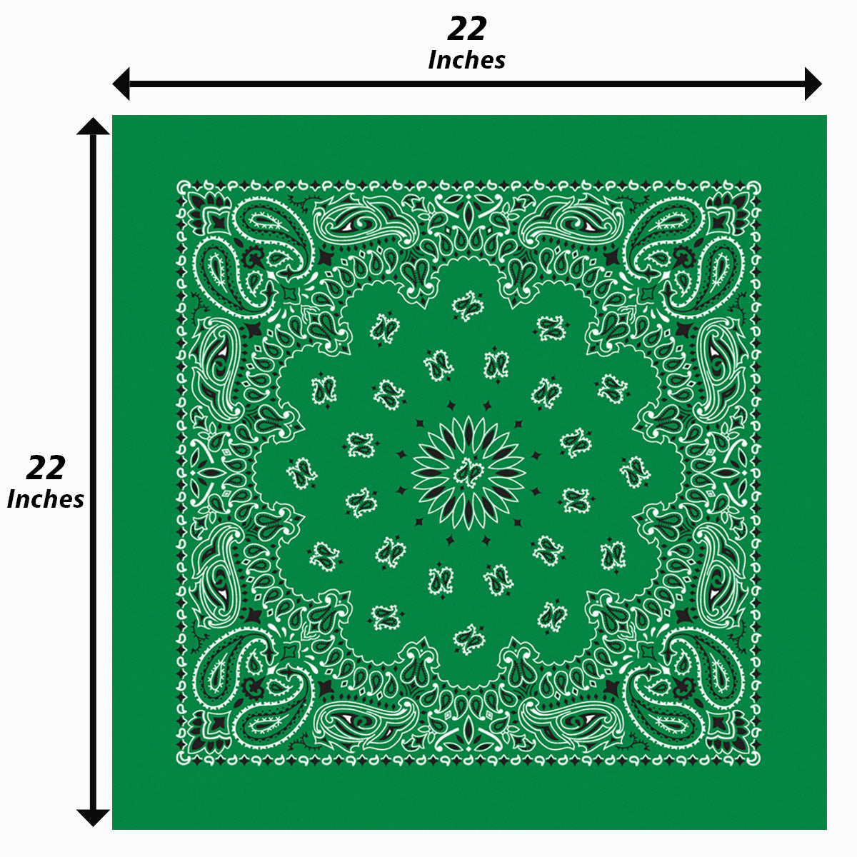 12-Pack USA Made Paisley Bandanna - KELLY GREEN