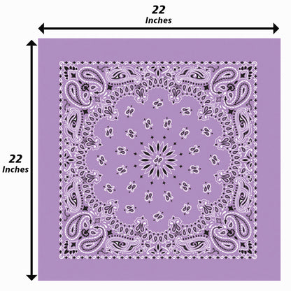12-Pack USA Made Paisley Bandanna - LAVENDER
