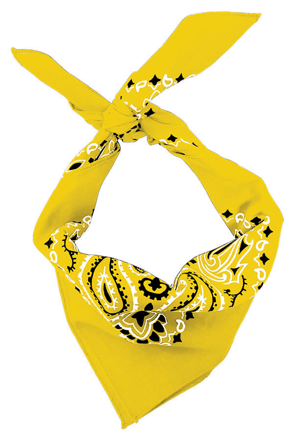 12-Pack USA Made Paisley Bandanna - LEMON YELLOW