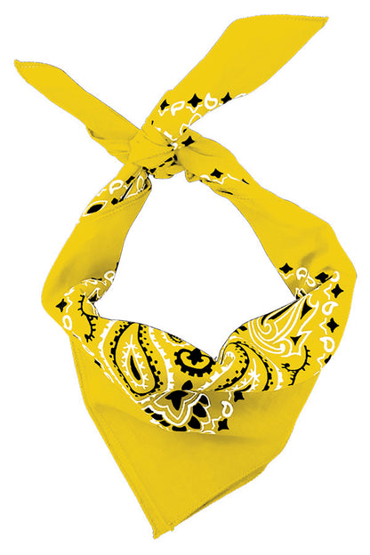 12-Pack USA Made Paisley Bandanna - LEMON YELLOW
