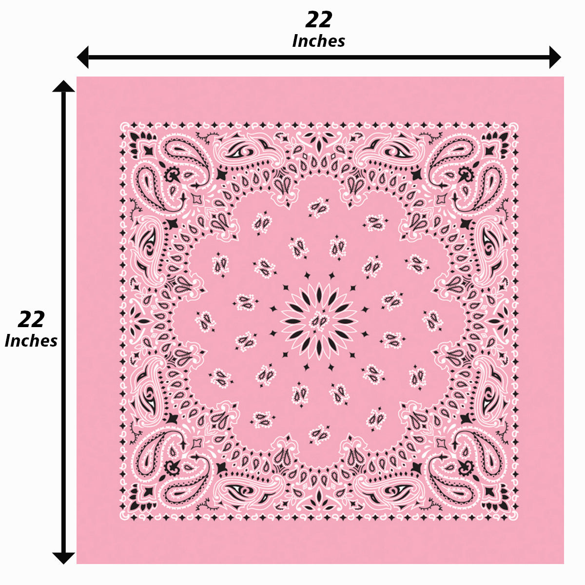 Light Pink Paisley Bandanna 4 Pack – Cotton 22x22