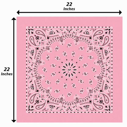 Light Pink Paisley Bandanna 4 Pack – Cotton 22x22