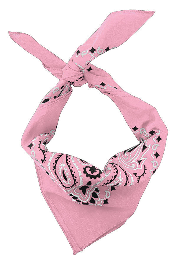 Light Pink Paisley Bandanna 4 Pack – Cotton 22x22